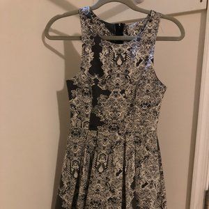 Vintage Gray and White Print Mini Dress Size S